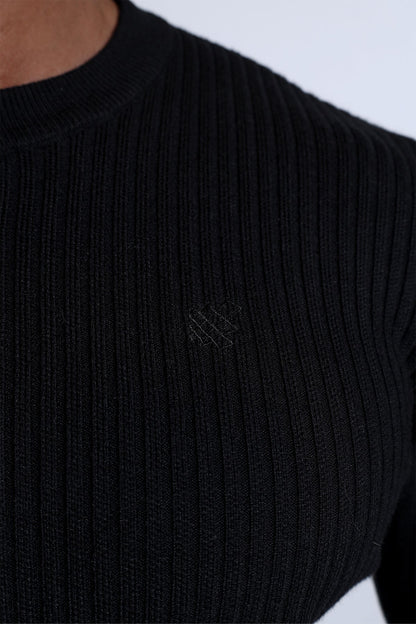Jed North Men's Classic Henley Sweater  - Black
