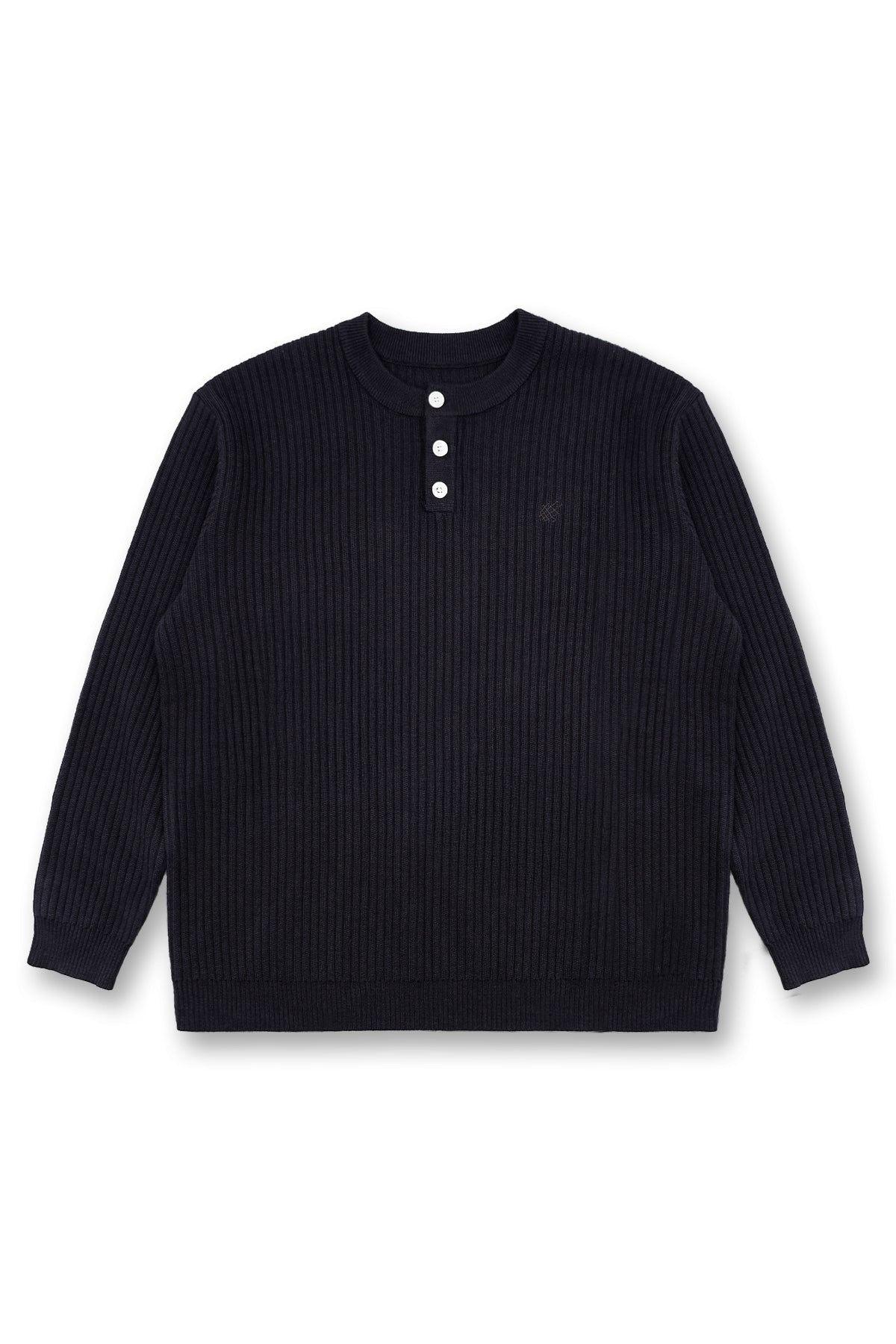 Jed North Men's Classic Henley Sweater  - Black