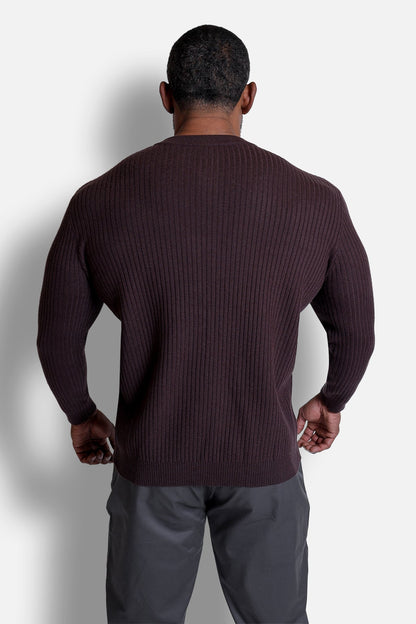 Jed North Men's Classic Henley Sweater  - Brown