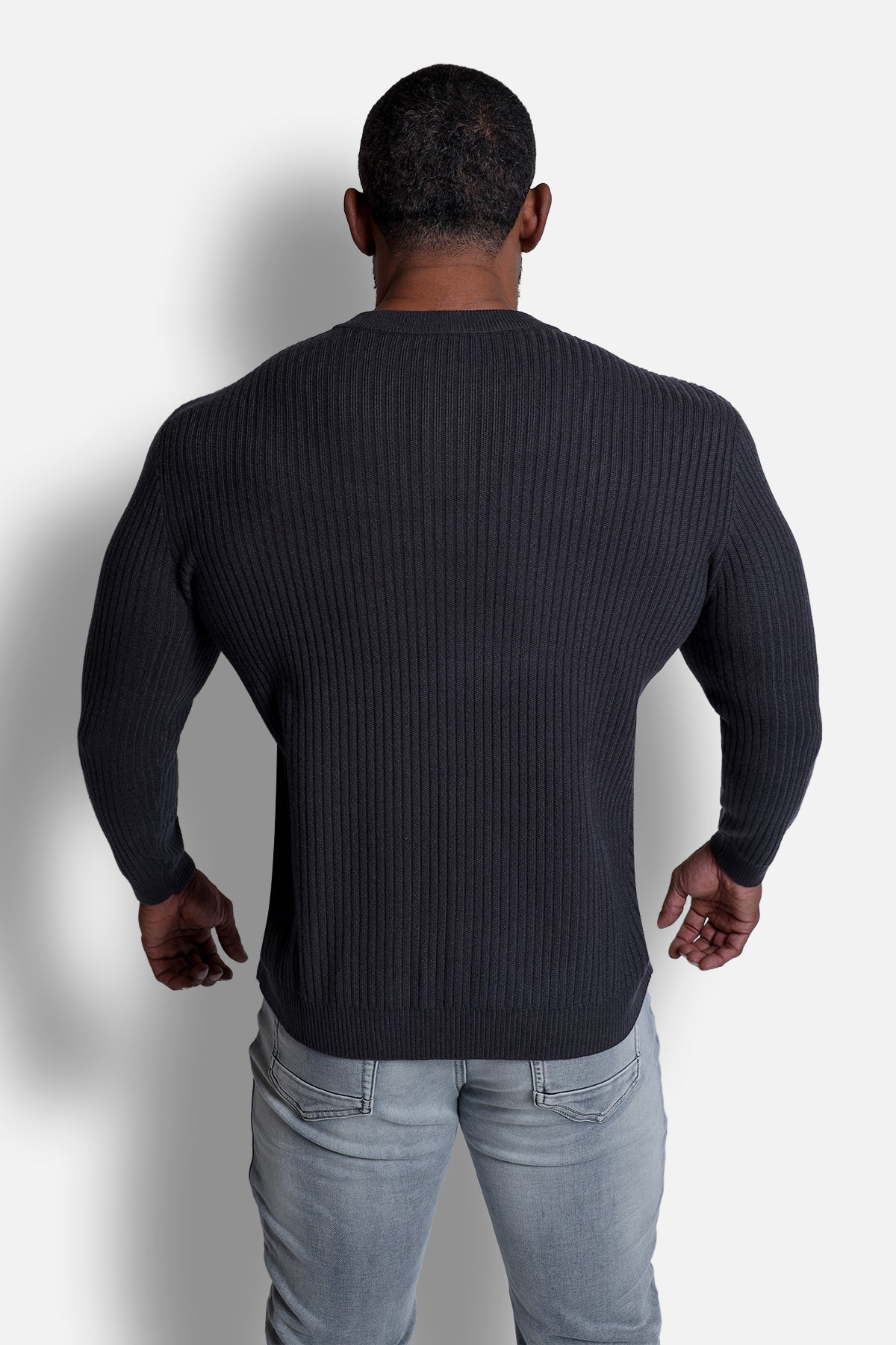 Jed North Men's Classic Henley Sweater  - Dark Gray