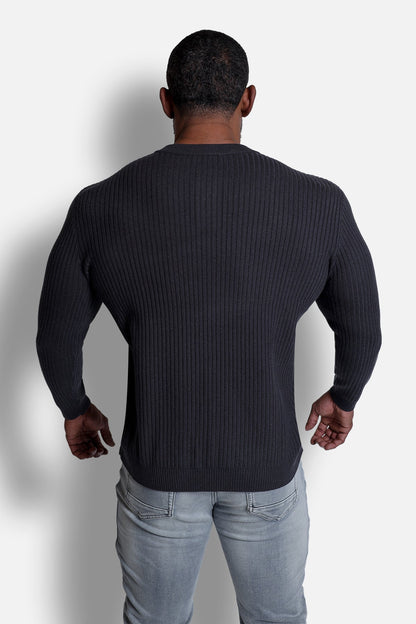 Jed North Men's Classic Henley Sweater  - Dark Gray