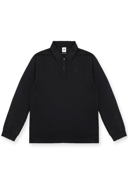 Jed North Men's Polo Button-Up Longsleeve - Black