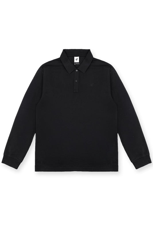 Jed North Men's Polo Button-Up Longsleeve - Black