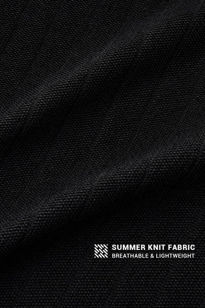Jed North Men's Rib Knit Collared Polo  - Onyx Black