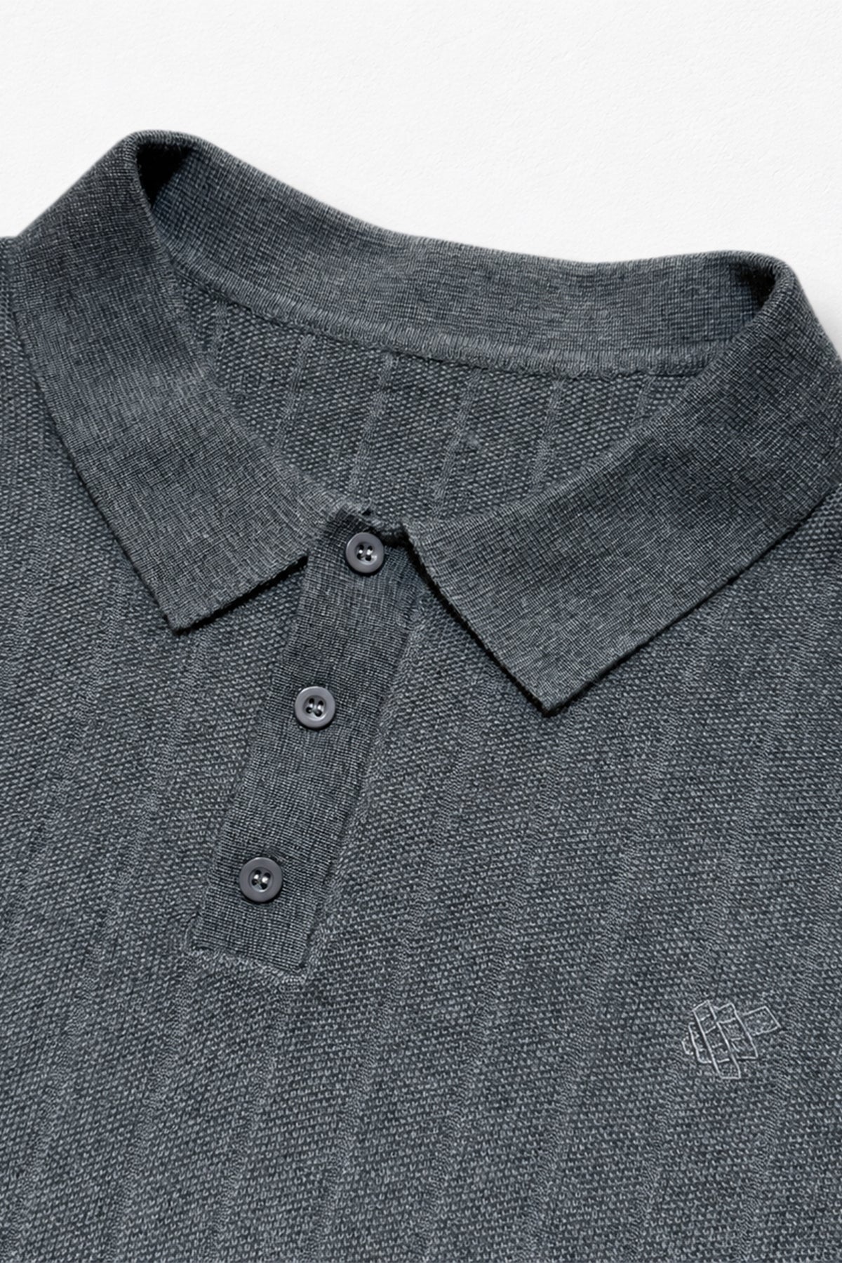 Jed North Men's Rib Knit Collared Polo  - Storm Gray