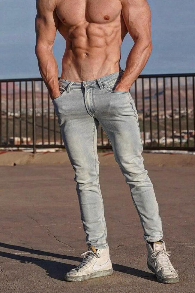 Jed North Men's Men's Premium Fitted Stretchy Jeans - Faded Light Blue