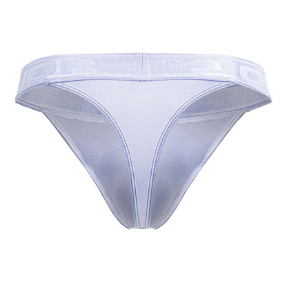 Light blue jor 2144 element thong with white sheer mesh and wide translucent waistband with embossed branding