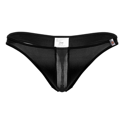 Black jor 2151 apolo thong with sheer mesh panel down the center in black color and lightweight material
