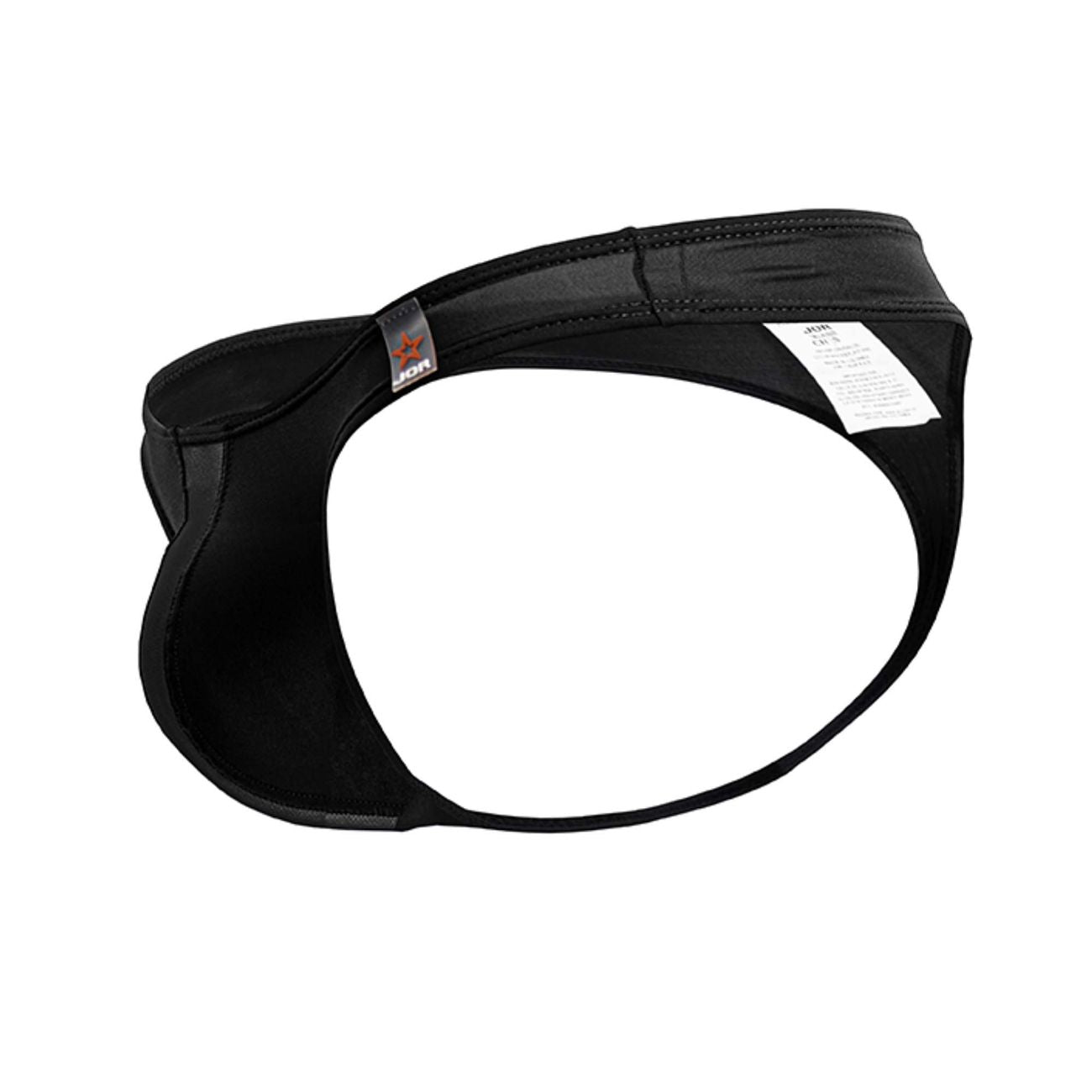 Black jon jor 2151 apolo thong with sleek form-fitting design and smooth fabric, shown from the back side
