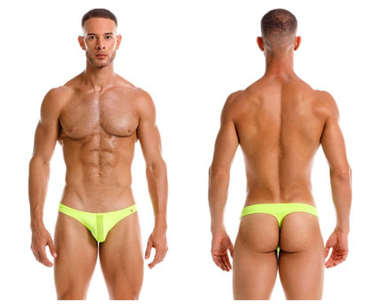 Neon yellow JOR 2151 Apolo thong briefs made of neon green stretchy fabric shown from the back side