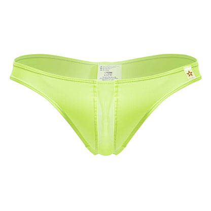 Bright lime green sheer mesh jor 2151 apolo thong with minimalist design and small star logo on the side