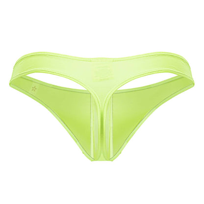 Jor 2151 apolo thong in neon yellow features a vibrant lime green smooth stretchy fabric with sleek minimalist design