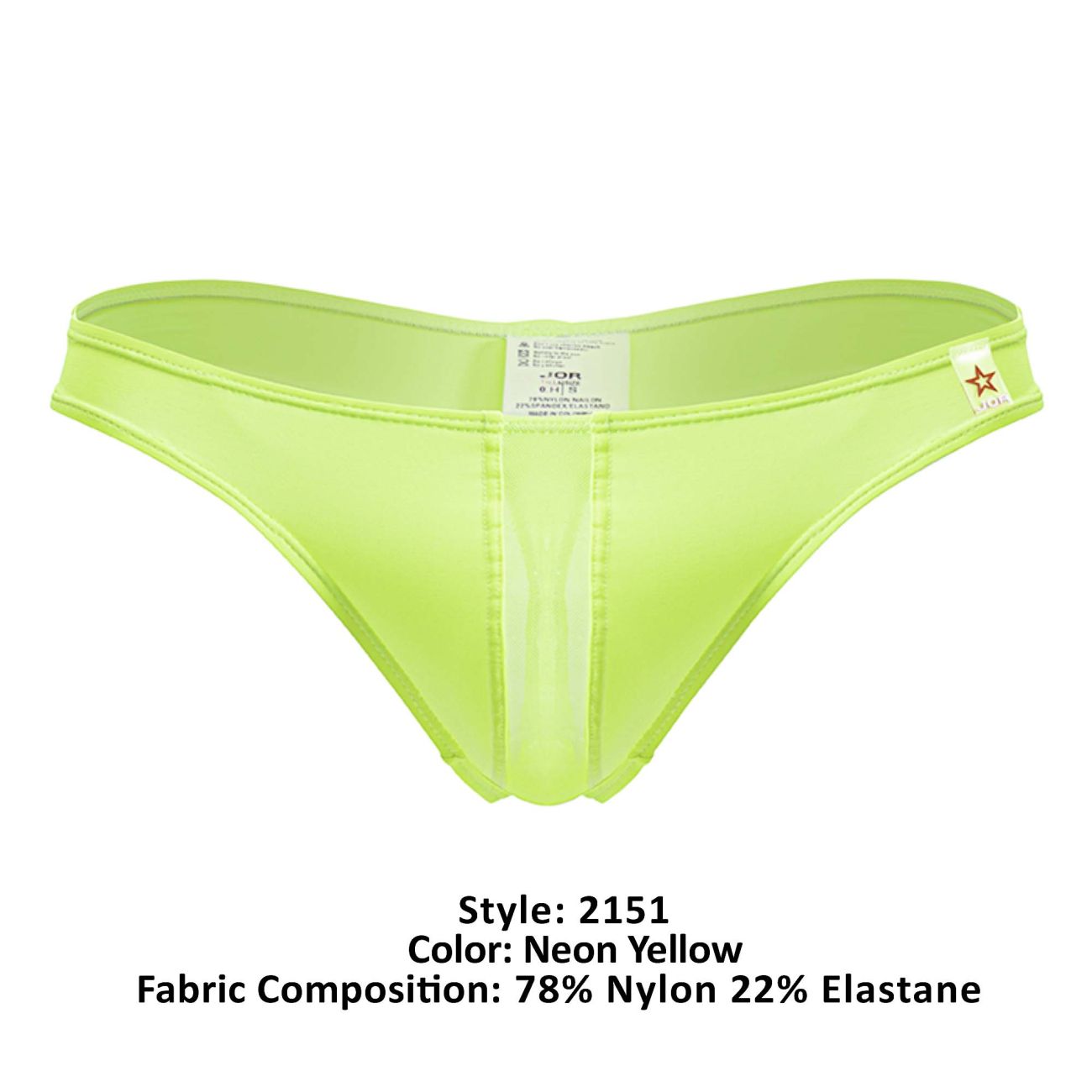 Neon yellow JOR 2151 Apolo thong bikini bottom with sleek form-fitting design made of 78 nylon and 22 elastane