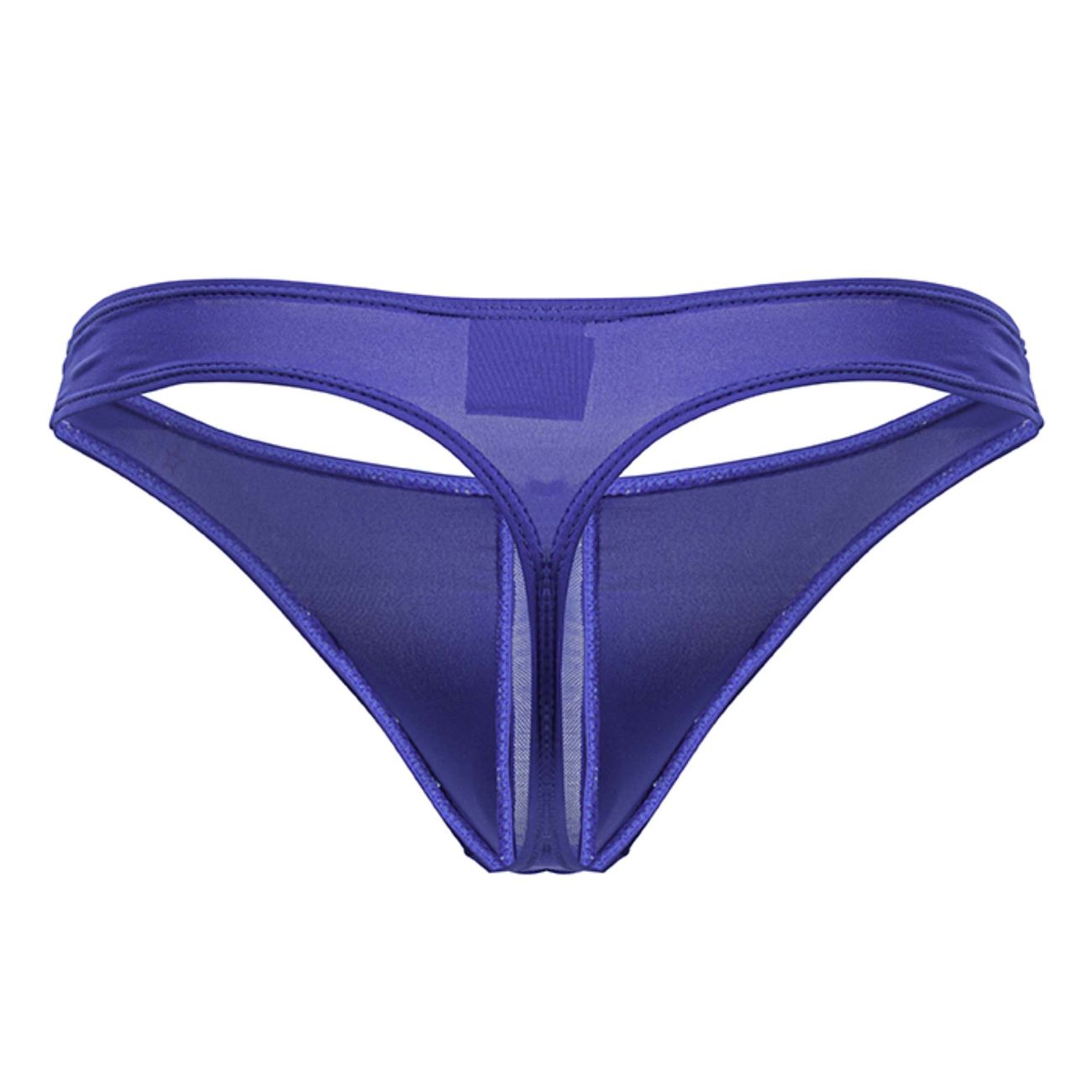Jor 2151 apolo thongs royal purple sheer mesh thong with central zipper and reinforced edge stitching visible from back