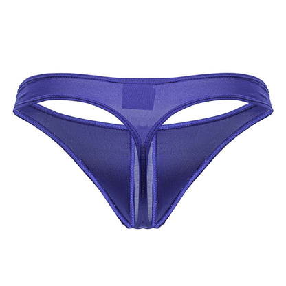 Jor 2151 apolo thongs royal purple sheer mesh thong with central zipper and reinforced edge stitching visible from back