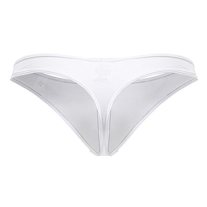 White sheer mesh thong jor 2151 apolo with thin waistband and subtle stitching details shown from the back side