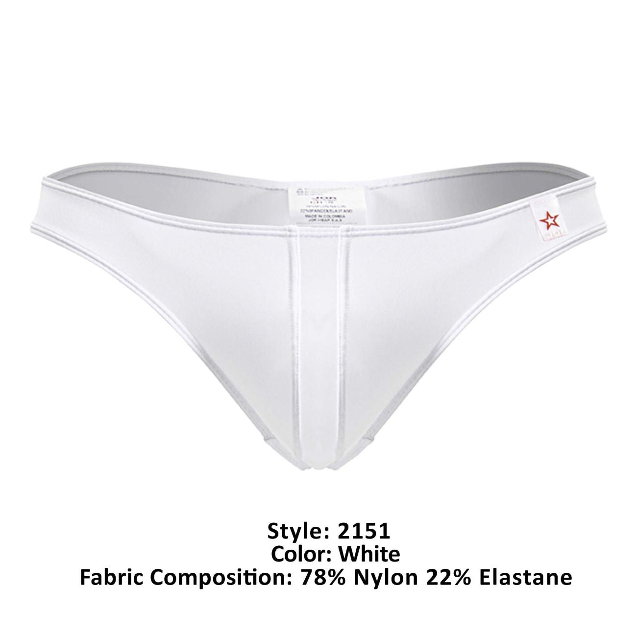White jor 2151 apolo thongs made of 78% nylon and 22% elastane with sleek design and subtle vertical seams