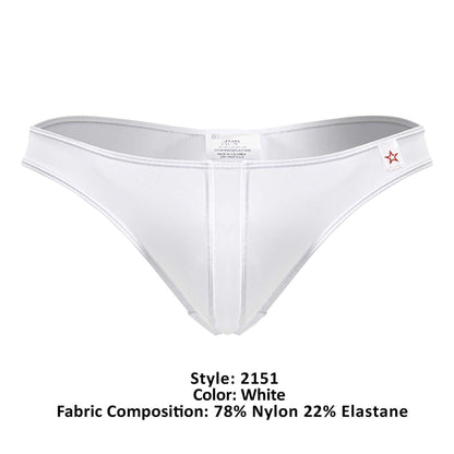 White jor 2151 apolo thongs made of 78% nylon and 22% elastane with sleek design and subtle vertical seams