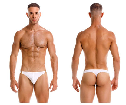 White briefs with gold-tone hardware at the waistband from jor 2153 magnus thongs in color white