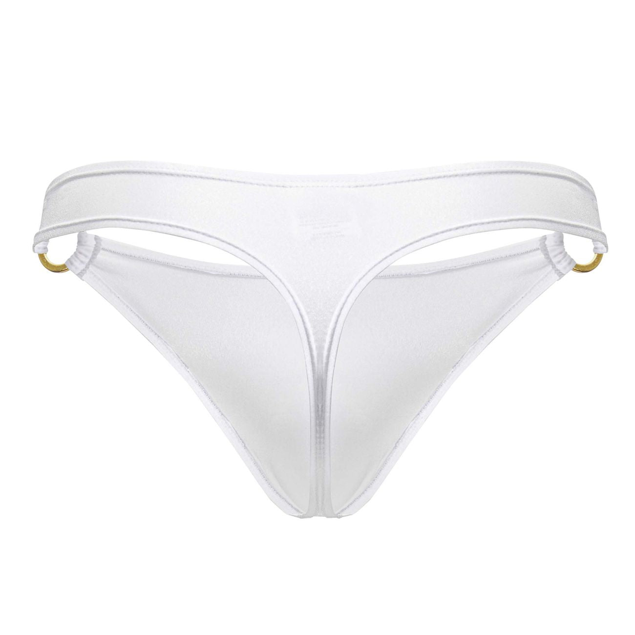 White thong bikini bottom jor 2153 magnus thongs with gold tone metal rings at the sides in white