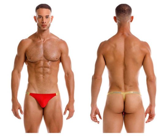 Red thong jor 2161 ares with gold-colored waistband made of soft fabric for comfortable daily wear