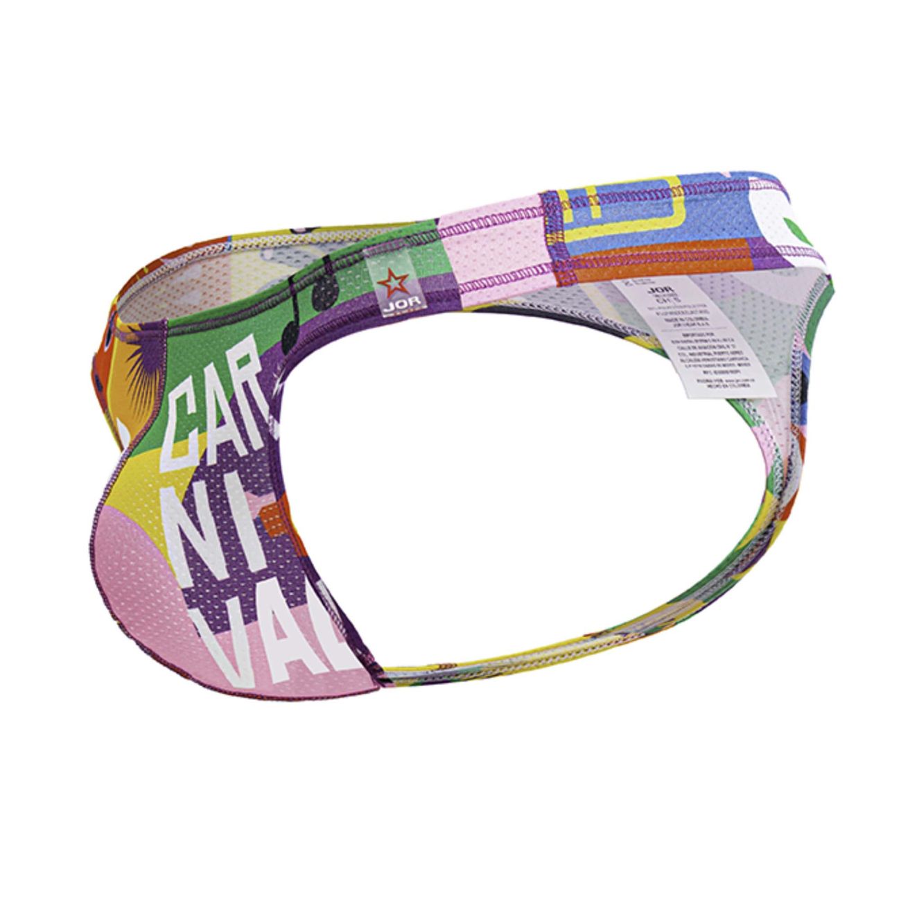Jor 2173 carnival thongs with vibrant multicolored visor featuring bold carnival graphic and musical notes print