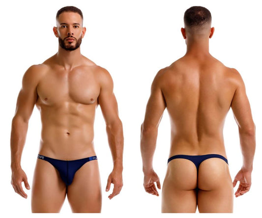 Navy blue JOR 2235 Eros thong with subtle logo on the waistband showing the front side of the product