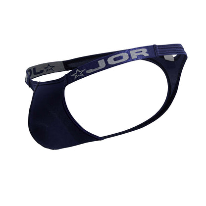 Navy blue jor 2235 eros thong with gray star patterned waistband made of soft stretch fabric for comfortable wear