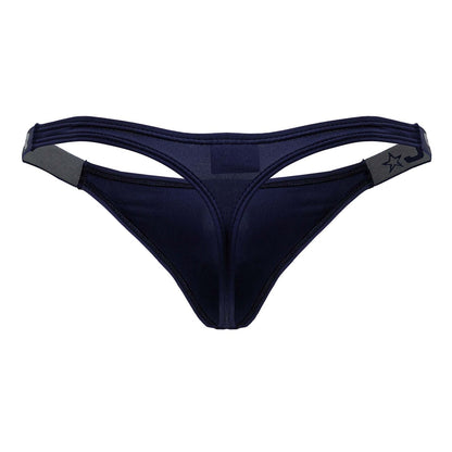 Navy blue JOR 2235 Eros thong with gray elastic straps and a star logo on the side for comfortable wear