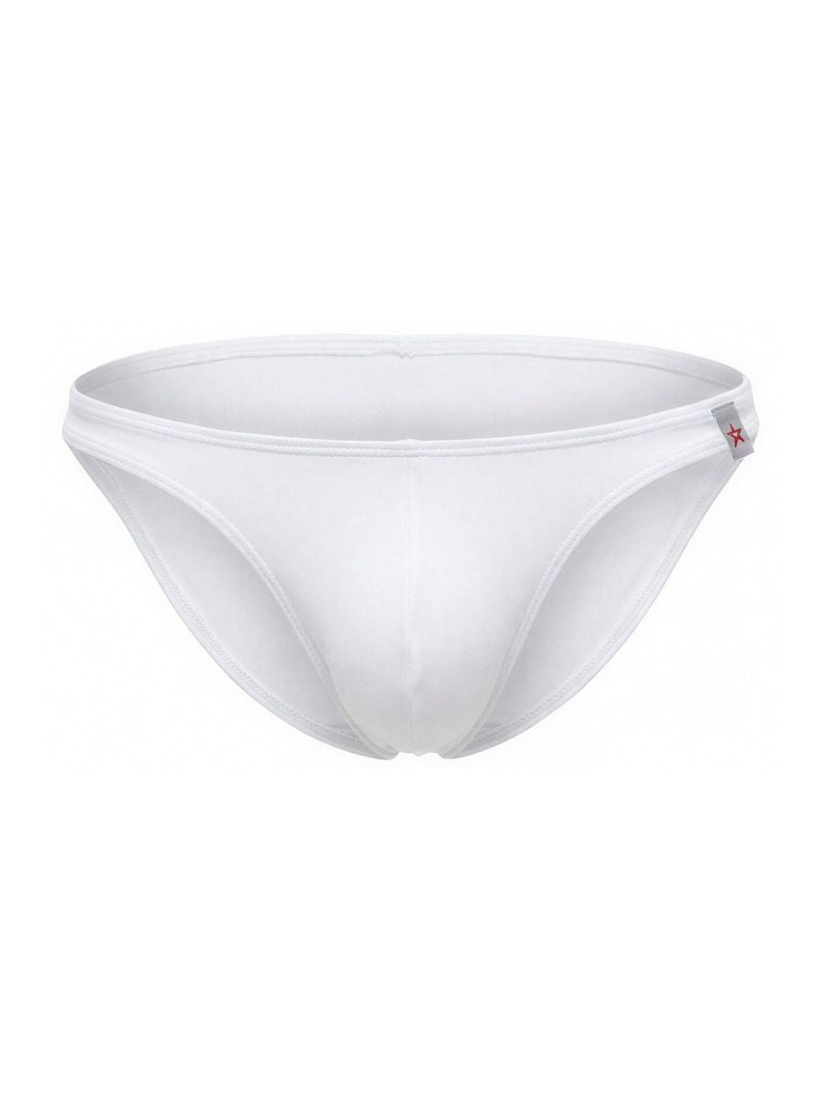 Jor 2273 travel swim bikini white seamless briefs with minimalist design and small red star logo on the side