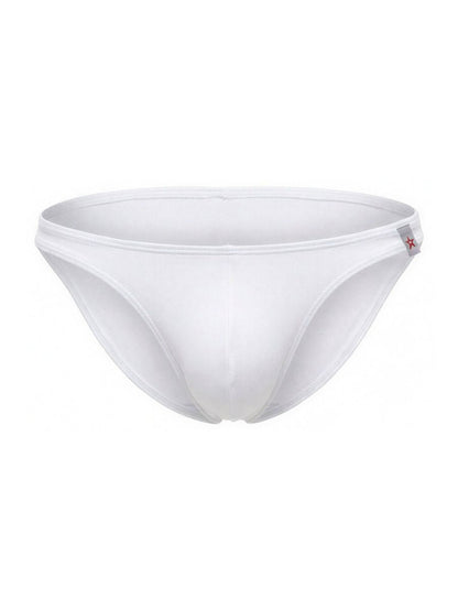 Jor 2273 travel swim bikini white seamless briefs with minimalist design and small red star logo on the side