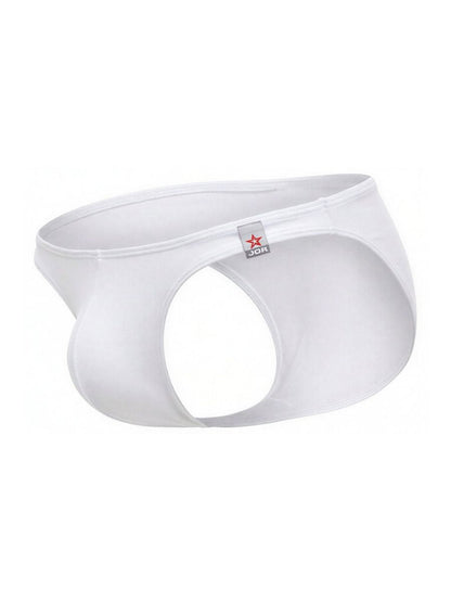 White jor 2273 travel swim bikini men’s briefs with sleek form-fitting design and distinctive cutout detail
