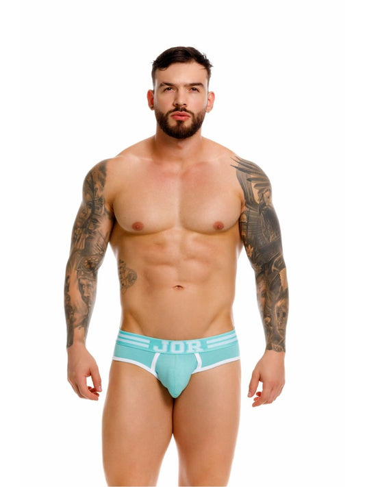Teal and white jor 2321 college briefs with a striped waistband in mint color for comfortable everyday wear
