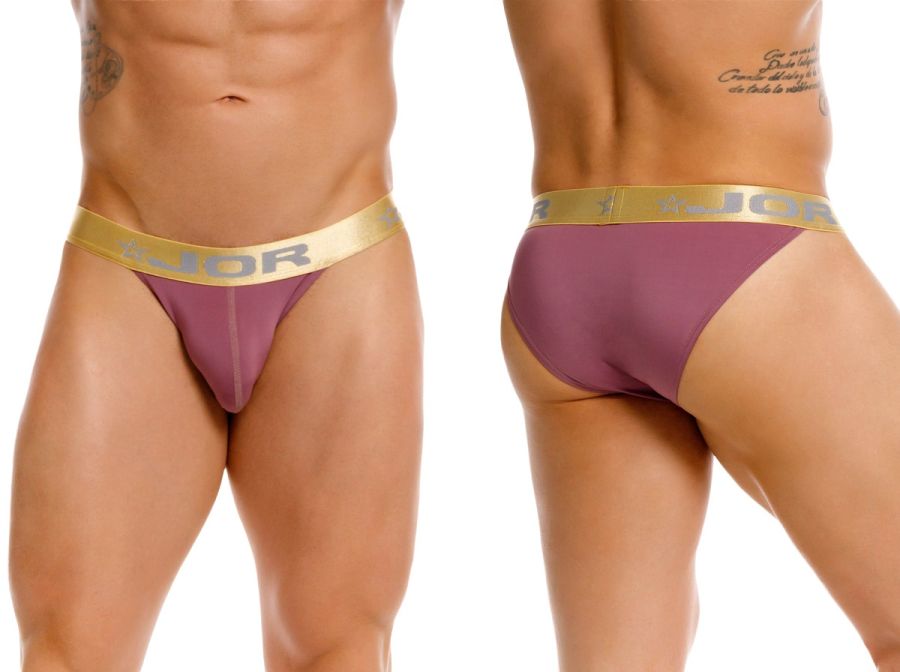 Purple jor 2328 Soho bikini briefs with gold elastic waistband in wine color for stylish comfortable wear