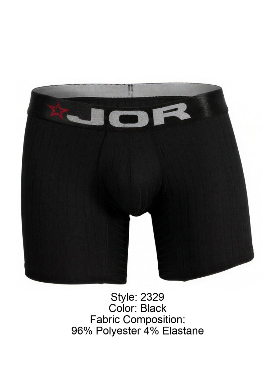 Black jor 2329 cronos boxer briefs with gray waistband featuring brand logo and red star emblem