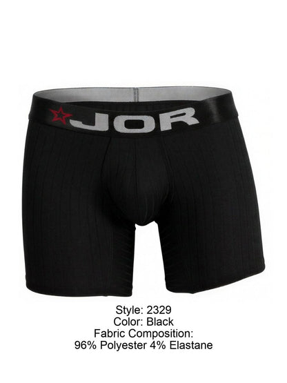 Black jor 2329 cronos boxer briefs with gray waistband featuring brand logo and red star emblem