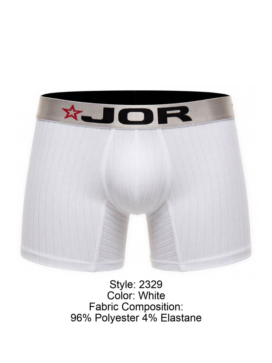 White jor 2329 cronos boxer briefs with silver waistband red star logo made of 96 polyester 4 elastane