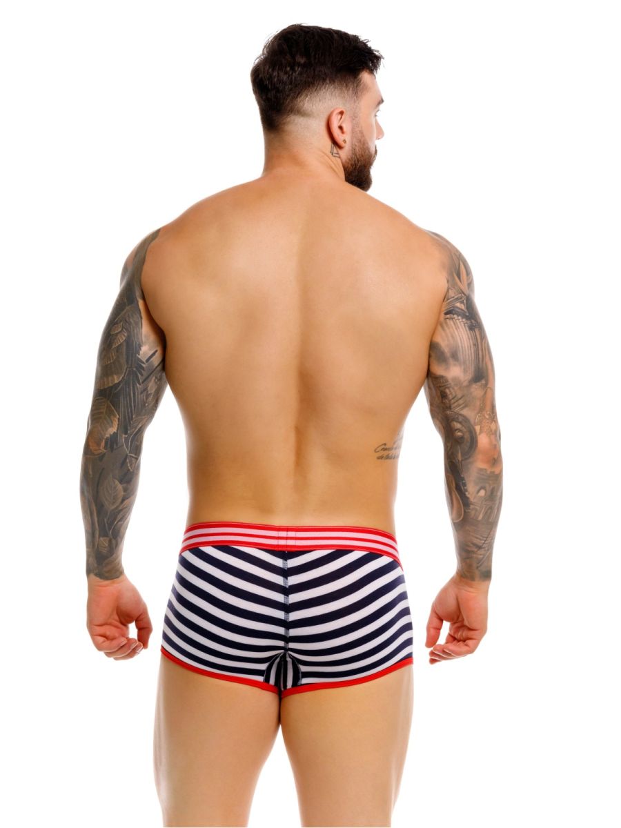 Jor 2334 santorini trunks striped navy and white briefs with red trim comfortable swimwear option