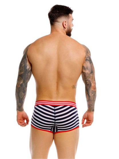 Jor 2334 santorini trunks striped navy and white briefs with red trim comfortable swimwear option