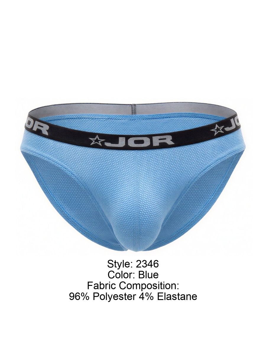 Light blue jor 2346 Cannes bikini briefs made of 96 polyester 4 elastane with black waistband and logo star emblem
