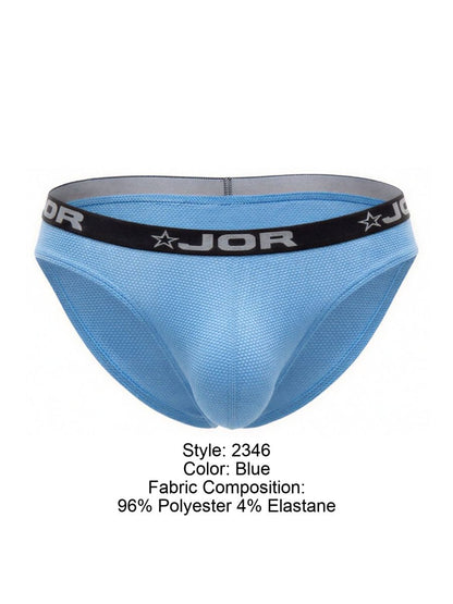Light blue jor 2346 Cannes bikini briefs made of 96 polyester 4 elastane with black waistband and logo star emblem