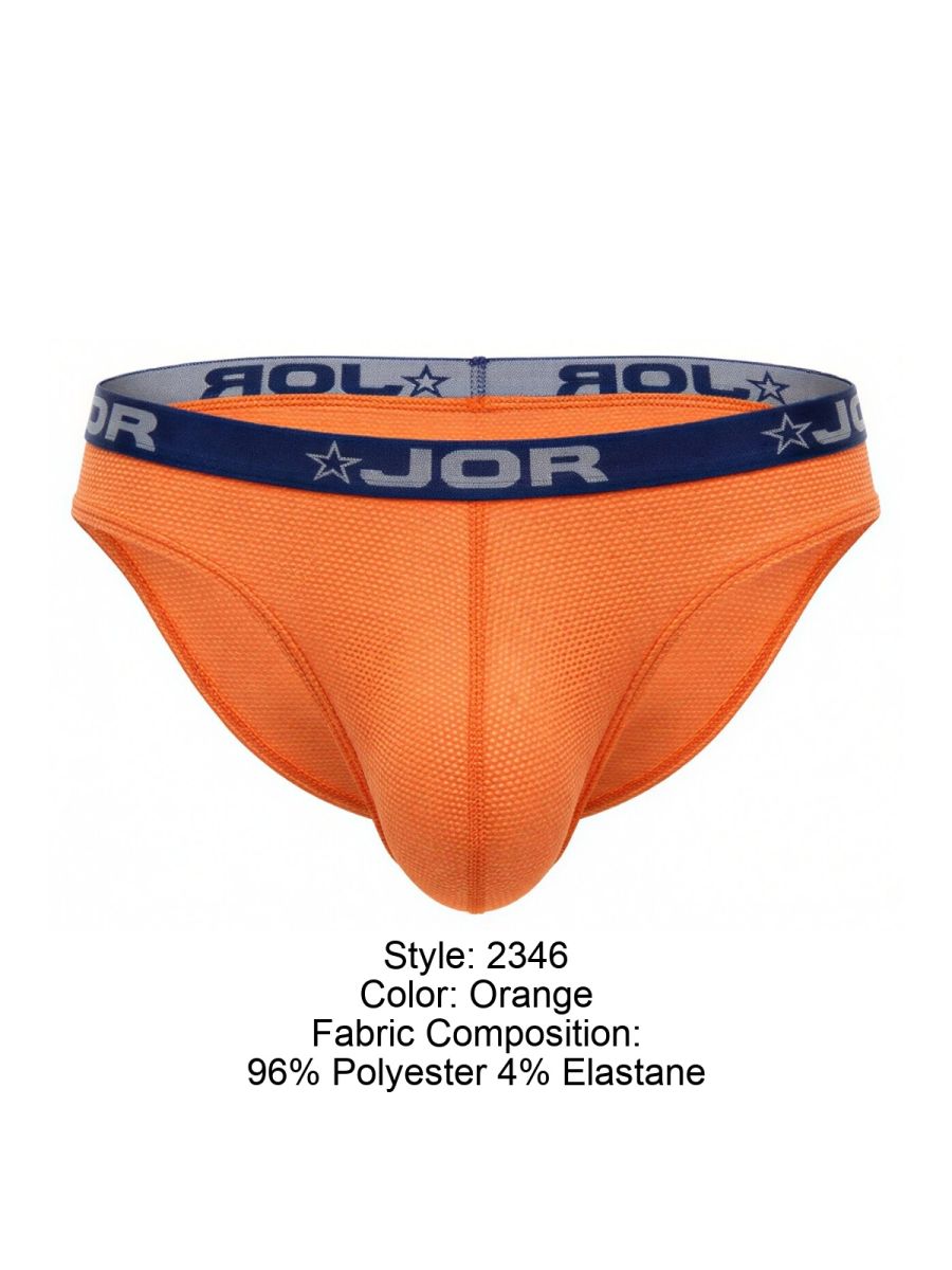 Orange jor 2346 cannes bikini briefs made of 96 polyester 4 elastane with navy waistband and star motifs