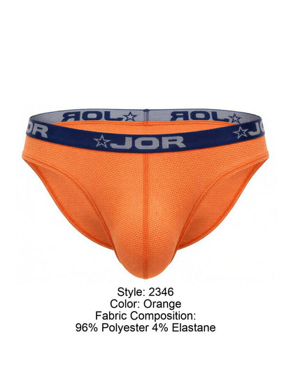 Orange jor 2346 cannes bikini briefs made of 96 polyester 4 elastane with navy waistband and star motifs