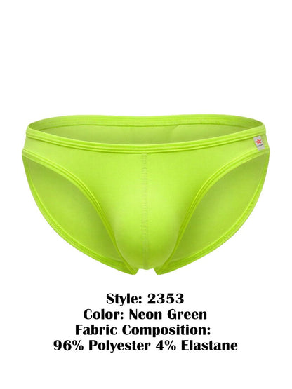 Neon green jor 2353 origin bikini men’s swim trunks made of 96 percent polyester and 4 percent elastane
