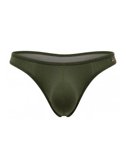 Olive green men’s thong jor 2354 origin with smooth stretchy fabric and subtle center seam detail