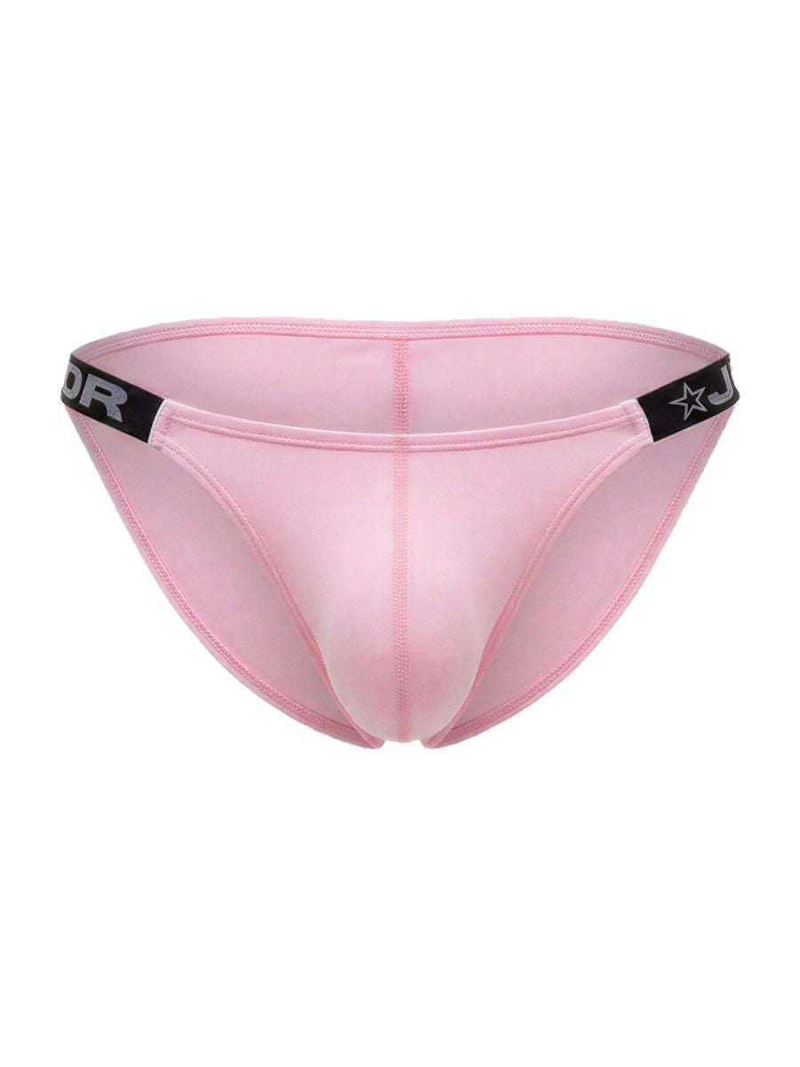 Pink sheer mesh briefs with black elastic waistband featuring star logo and partial brand lettering jor 2355 eros bikini