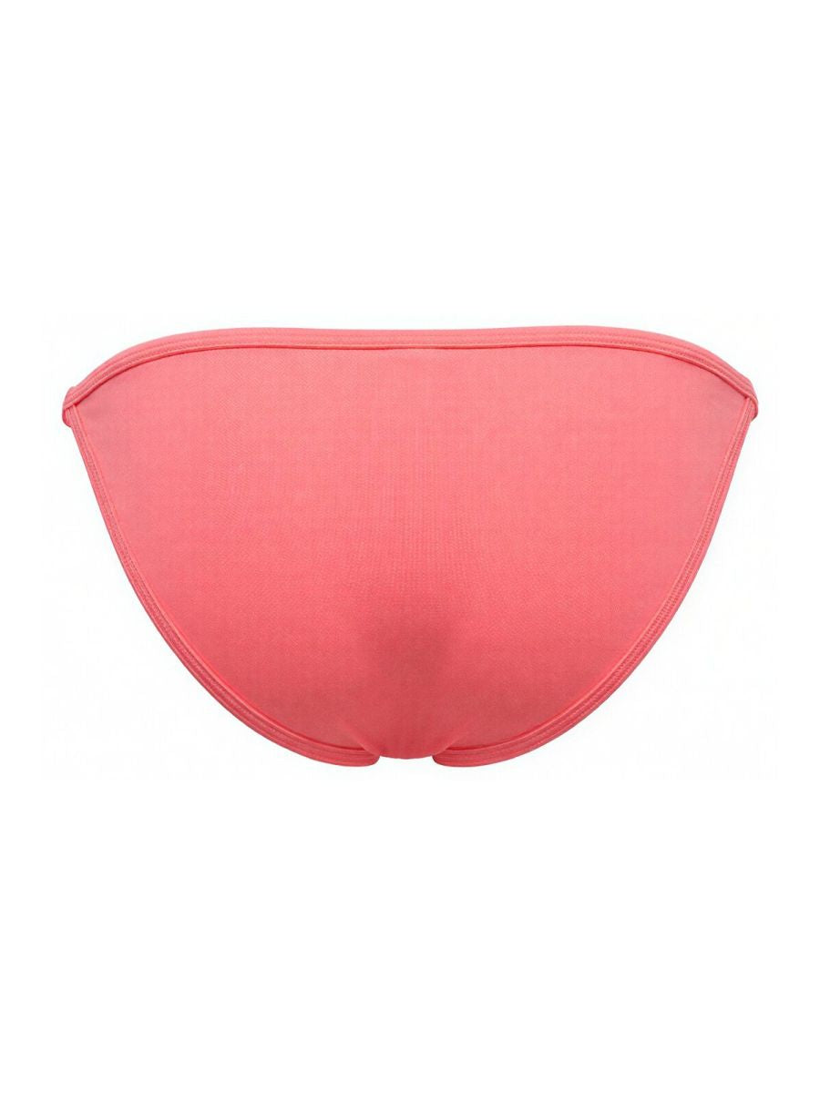 A sleek solid coral jor 2358 axel bikini bottom made of smooth stretch fabric with minimalist design
