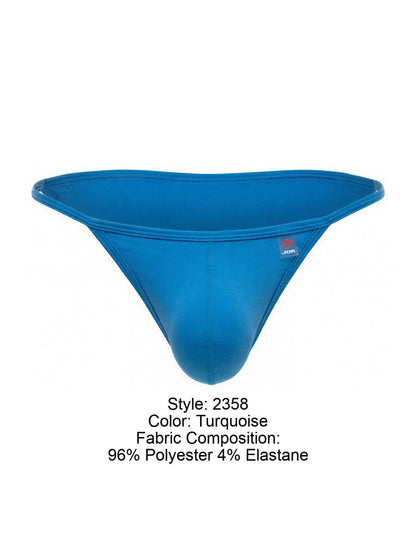 Turquoise jor 2358 axel bikini thong made of 96 polyester and 4 elastane shown from the back side