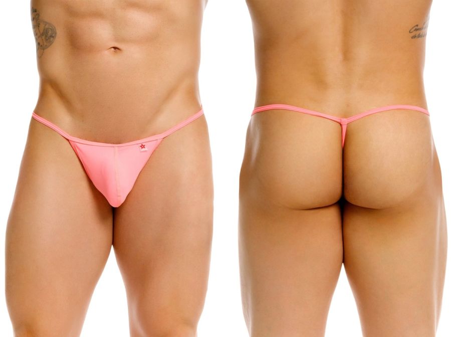 Pink thong jor 2359 axel g-string in candy color with a small star logo on the front made of soft fabric
