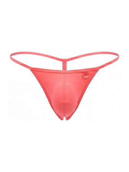 Coral-colored sheer mesh thong jor 2359 axel g-string with thin waistband and leg straps in color candy